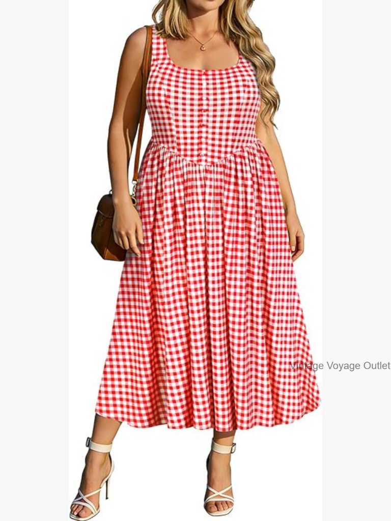 Plus Size Maxi Sundress With Pockets Sleeveless Flowy